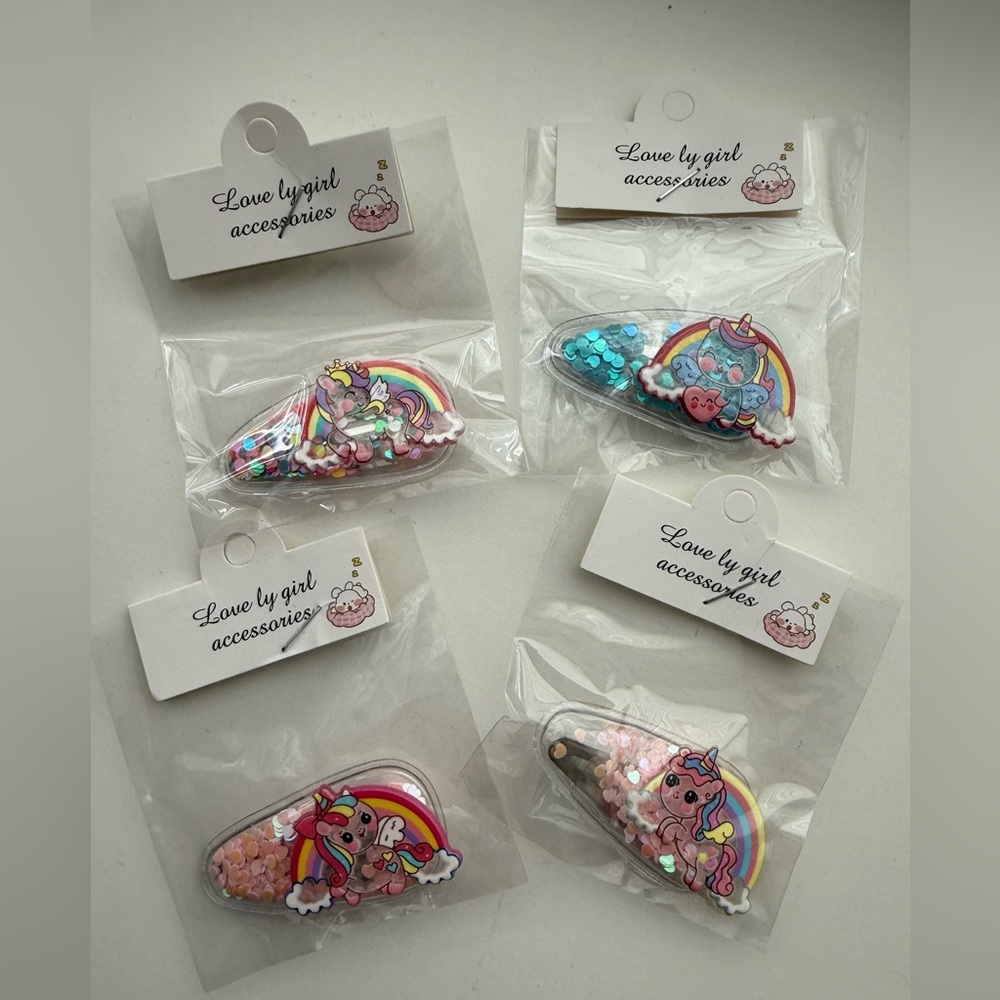 New Rainbow Hair Clips - Pink and Blue